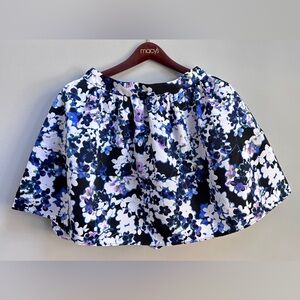 express blue white floral print mini skirt size 10
